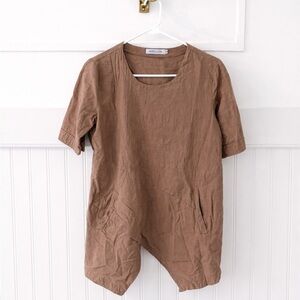 MISSLOOK Taupe Linen Blend Tunic Top